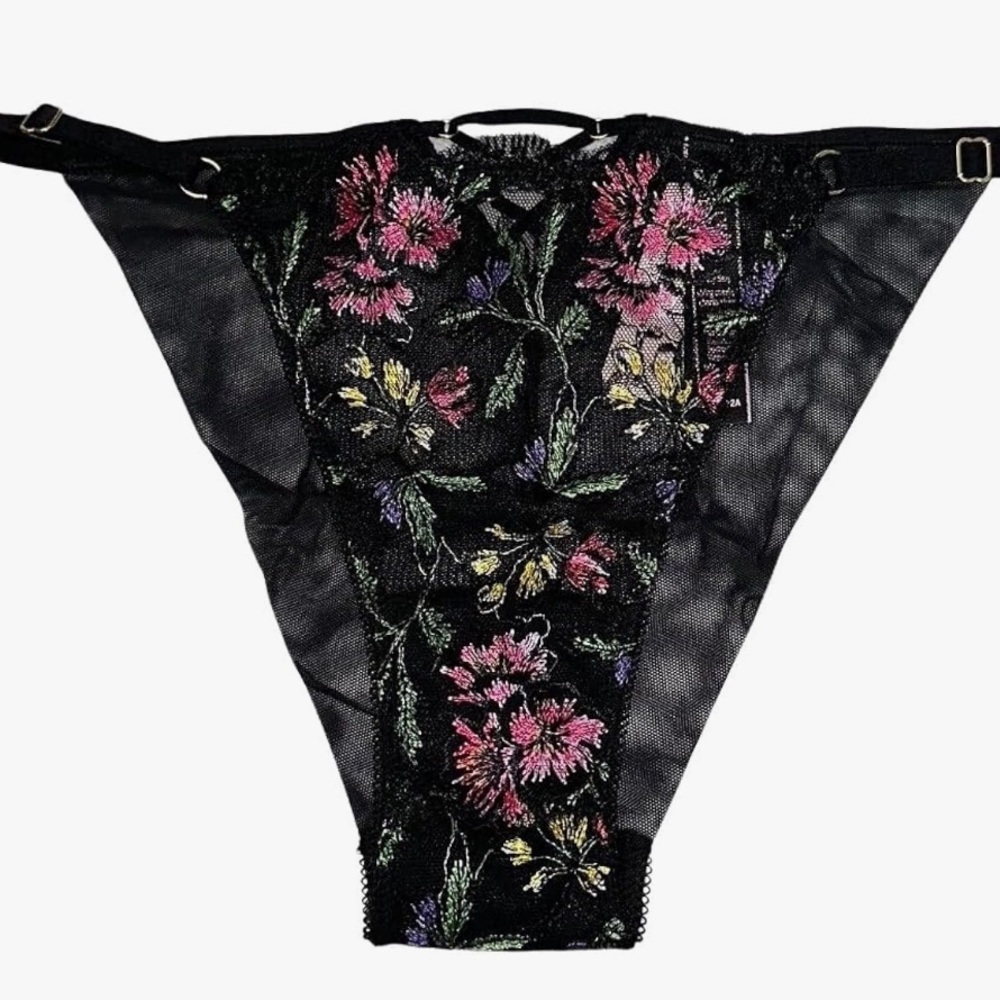 Victoria’s Secret, VERY SEXY Embroidered Adjustable String Cheeky Panty, M and L